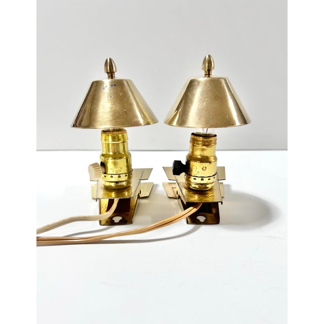 Vintage Mid-Century Modern Brass Clip Lamps Library or Bookshelf Reading Lights - a Pair For Sale In Louisville - Image 6 of 15