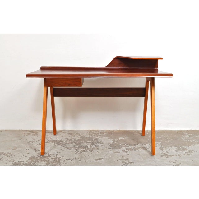 Wood Vintage Teak Bent Desk, 1980s For Sale - Image 7 of 16