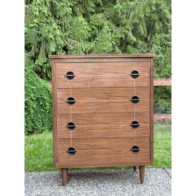 Mid-Century Modern Likely 1960s Mid-Century Modern Possibly Walnut Highboy Dresser For Sale - Image 3 of 10