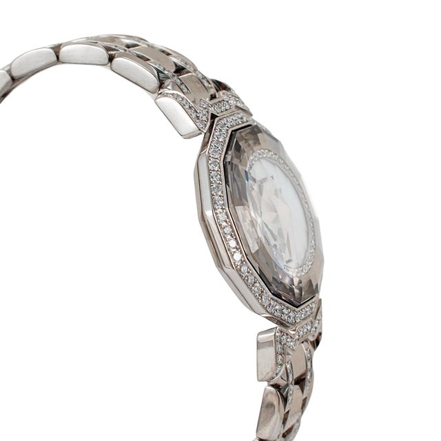 Modern Ladies Century Dragon Stone 27mm Sapphire Diamond 18k White Gold Quartz Watch For Sale - Image 3 of 9