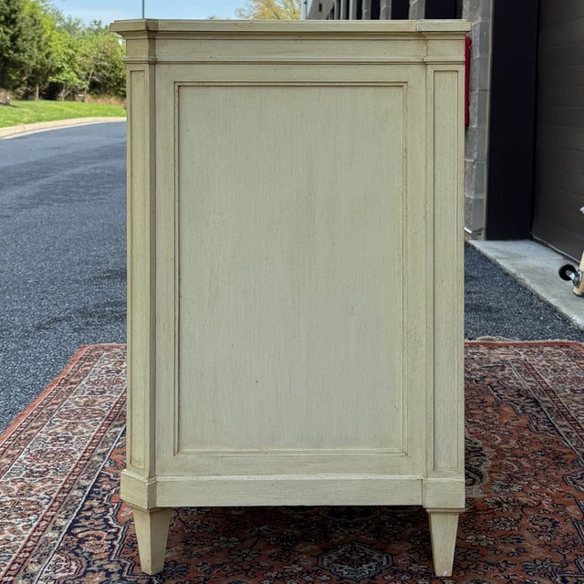 Cream Vintage Baker Furniture Neoclassical Tambour Door Media Credenza in Toupe For Sale - Image 8 of 17