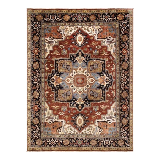 Pasargad Home Serapi Rust Wool Area Rug- 9' 8'' X 13' 8'' For Sale