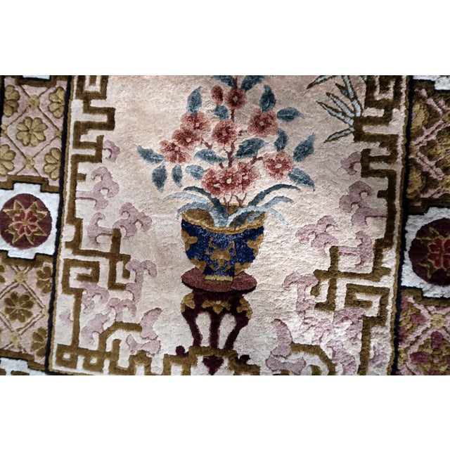 Handmade Vintage Art Deco Chinese Silk Rug 2.9' X 5' (90cm X 154cm), 1960s For Sale - Image 10 of 11