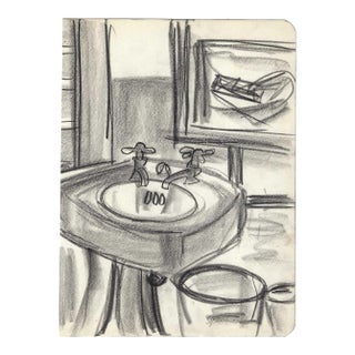 1950s Virginia Spencer Sink Interior Drawing For Sale