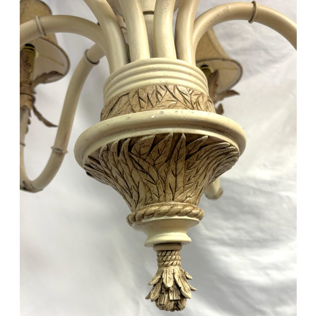 Vintage 9-Light Coastal Chinoiserie Style Monkey Chandelier With Rawhide Shades For Sale - Image 9 of 18