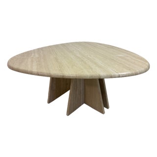 Vintage Italian Pear Shaped Travertine Coffee Table, 1980s For Sale