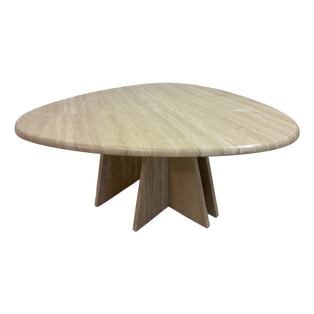 Vintage Italian Pear Shaped Travertine Coffee Table, 1980s For Sale