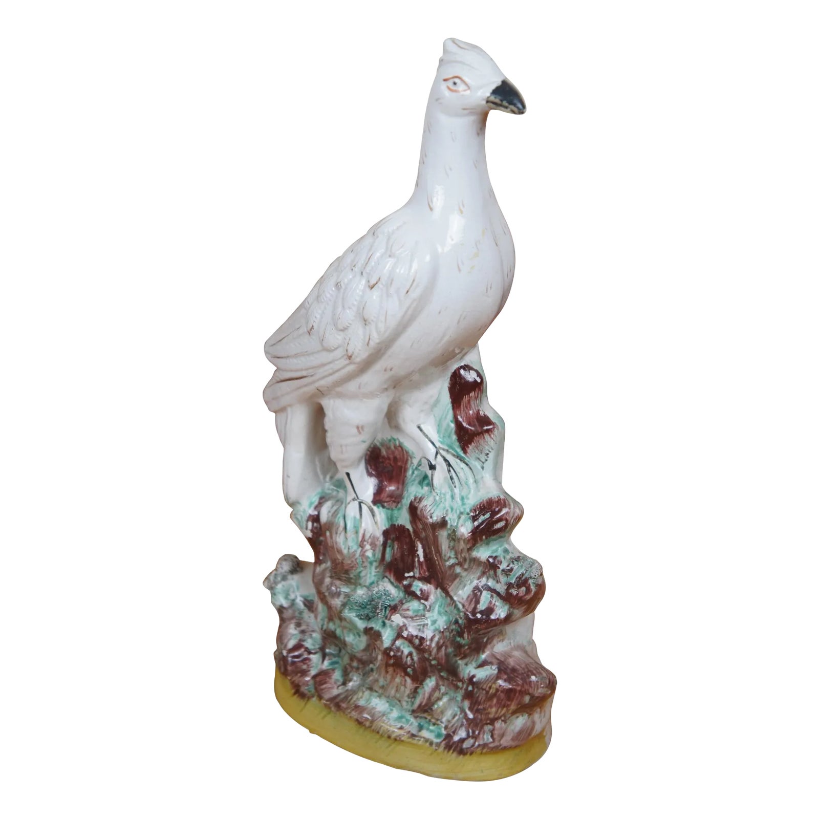 Antique Staffordshire Porcelain White Roc Bird Pheasant Figurine | Chairish