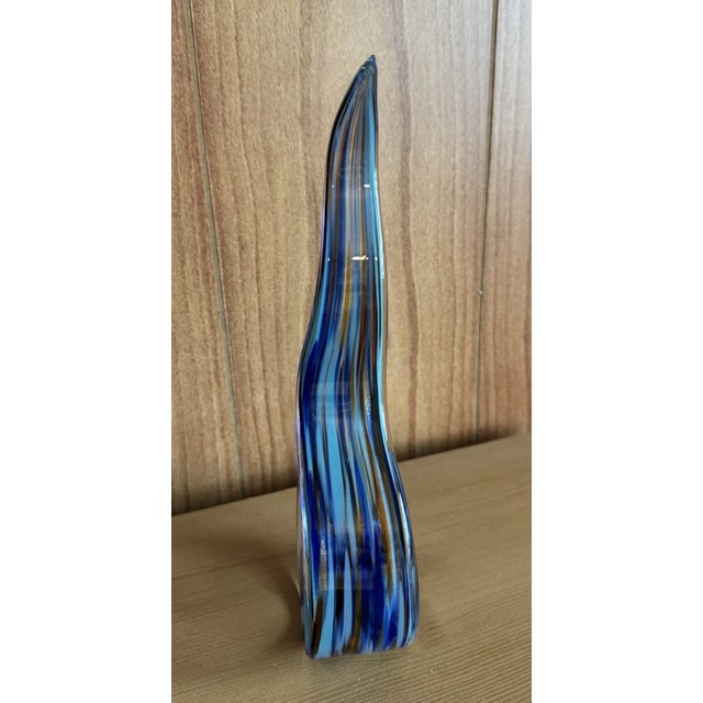 Mid-Century Modern Vintage Murano Style Cobalt Blue Swirl Art Glass Free Form Sculpture Figurine For Sale - Image 3 of 5