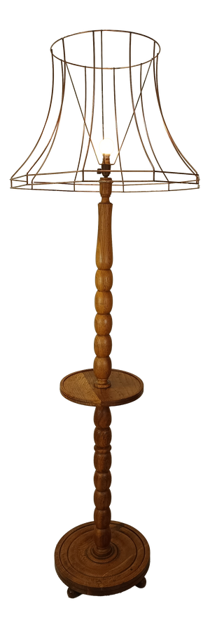 Brutalist Oak Floor Lamp by Dudouyt, 1940s