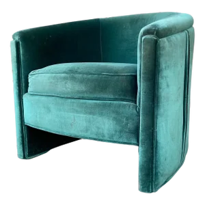 Mid Century Modern Adrian Pearsall for Comfort Craft Green Velvet Chair With Pleats