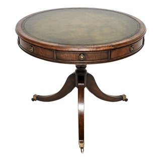 Antique Regency Leather Top Drum Table, 1890 For Sale