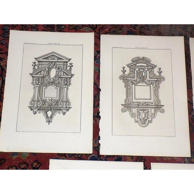 This set of five (5) antique 19th century French architectural lithographs depict Louis XIII ornate frames after Dutch...
