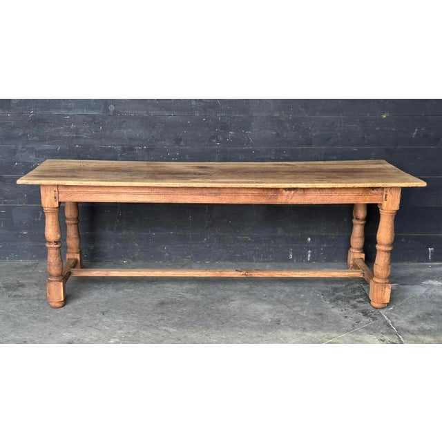Farmhouse Dining Table in Bleached Oak, 1920 For Sale - Image 11 of 11