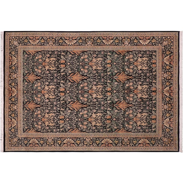 Black Art Nouveau 1990's Pak-Persian Black/Gold Wool Rug - 8'1'' X 9'9'' For Sale - Image 8 of 9