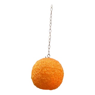 Mid-Century Orange Lucite Spun Spaghetti Swag Light For Sale