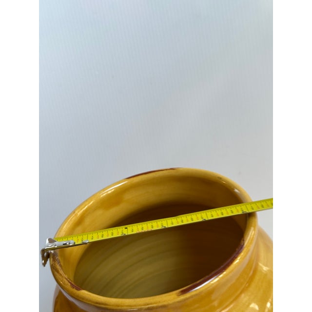 Vintage Arte Italica Ceramic "Sole Mustard" Collection 10" Tall Yellow Jar With Lid Grapes Leaves Design Made in Italy For Sale In New York - Image 6 of 13