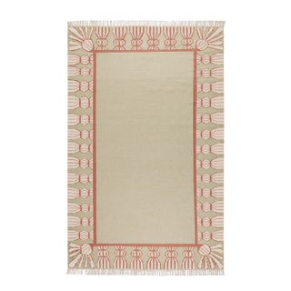 Part & Parcel Goods Wool Tassel Rug, 2’6” x 8', Celadon, Topaz and Eggshell For Sale