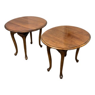 Queen Anne Style Drop-Leaf Side Tables, Pair For Sale