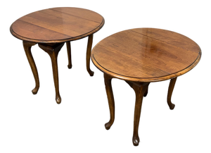 Queen Anne Style Drop-Leaf Side Tables, Pair