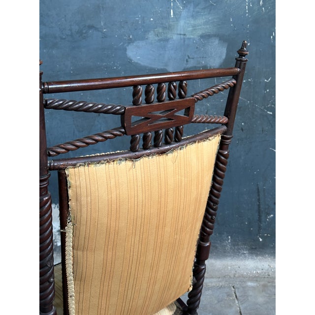 Wood Mid 19th Century Victorian Barley Twist Rocking Chair For Sale - Image 7 of 9