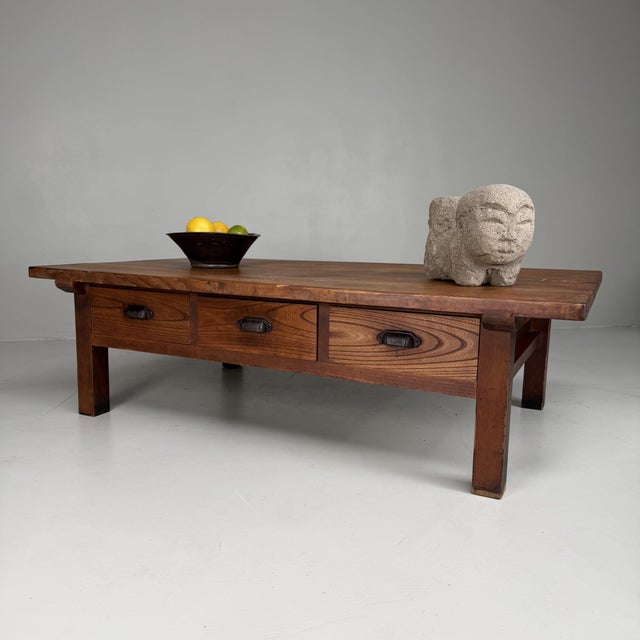 Large Japanese Low Table with 6 Drawers in Sugi Wood, 1930s For Sale - Image 16 of 18