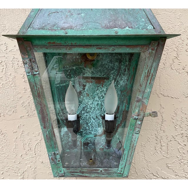 Single Vintage Wall Hanging Copper Lantern For Sale - Image 12 of 12