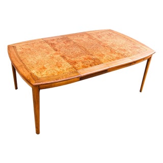 Vintage Mid Century Modern Walnut & Burl Extension Dining Table by Cal Mode For Sale