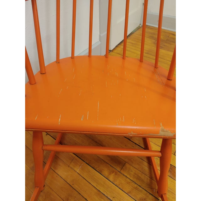 1977 Danish Modern Style Rocker in Original Orange Paint For Sale In New York - Image 6 of 12