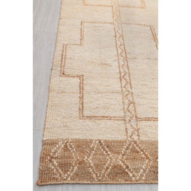 9x12Ft. Natural Beige Jute Brown Taureg Inspired Soumek Jute Wool Hand Woven Rug For Sale - Image 12 of 12