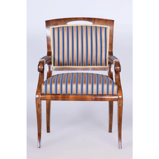 Brown Biedermeier Armchair in Walnut Veneer and Oak, 1830s For Sale - Image 8 of 13