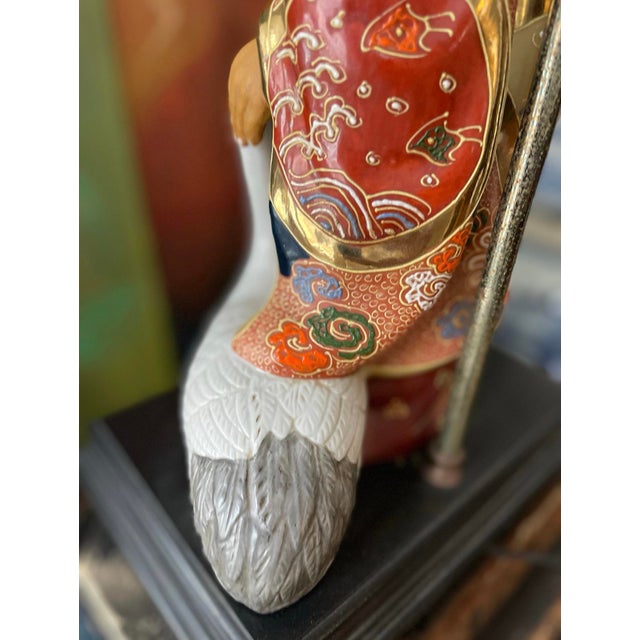 Vintage Chinese Lamp of Elderly Scholar and Goose For Sale - Image 4 of 9