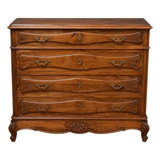 Provençal Walnut Chest of Drawers with Red Marble Top, Late 19th Century For Sale