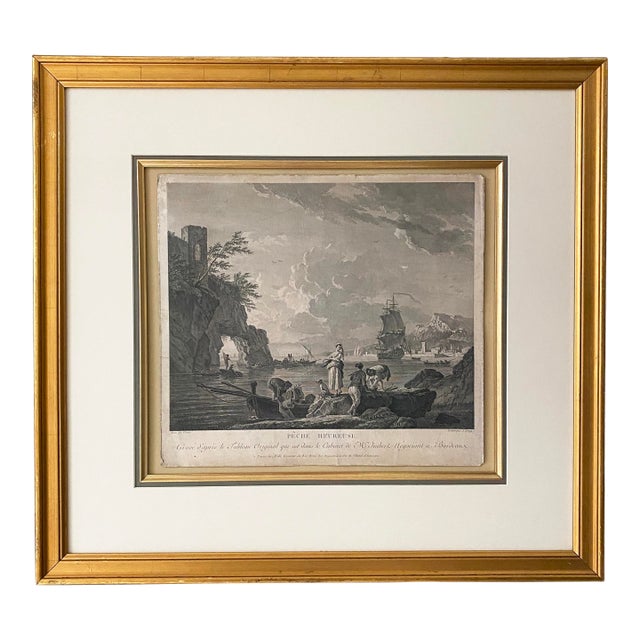 19th Century Claude Joseph Vernet "La Peche Heureuse" Engraving by A. Zingg For Sale