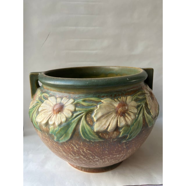 Vintgae Roseville Dahlrose 1920s Vintage Pottery Jardiniere Planter For Sale - Image 9 of 13