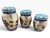 Charming vintage Capriware by Michael’s Orchard hand-painted ceramic canister set featuring three graduated jars with...