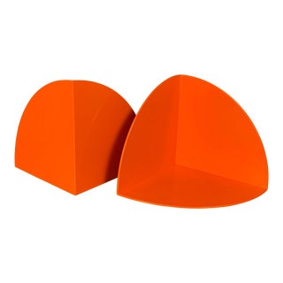 Giotto Stoppino for Kartell 4910 Pop Art Orange Plastic Bookends - a Pair For Sale