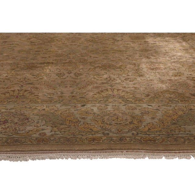 Vintage Earth-Tone Brown Indian Tabriz Rug, 09'03 X 12'03 For Sale - Image 4 of 9
