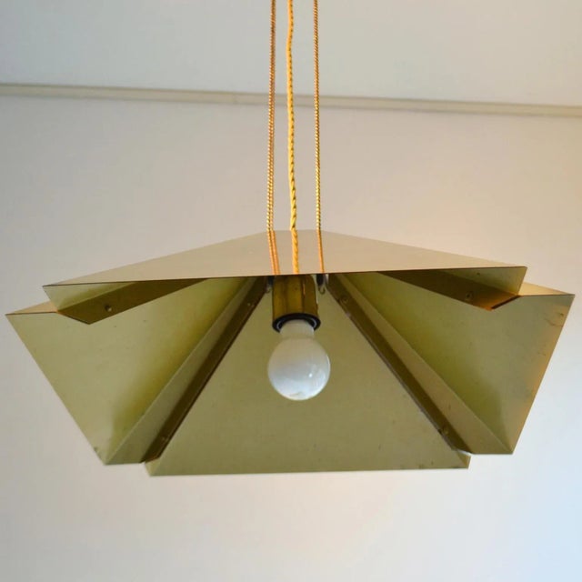 Brass Square Adjustable Pendant from Dijkstra, 1970s For Sale - Image 6 of 13