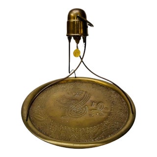 Vintage Brass Turkish Coffee Serving Tray With Carry Handle For Sale