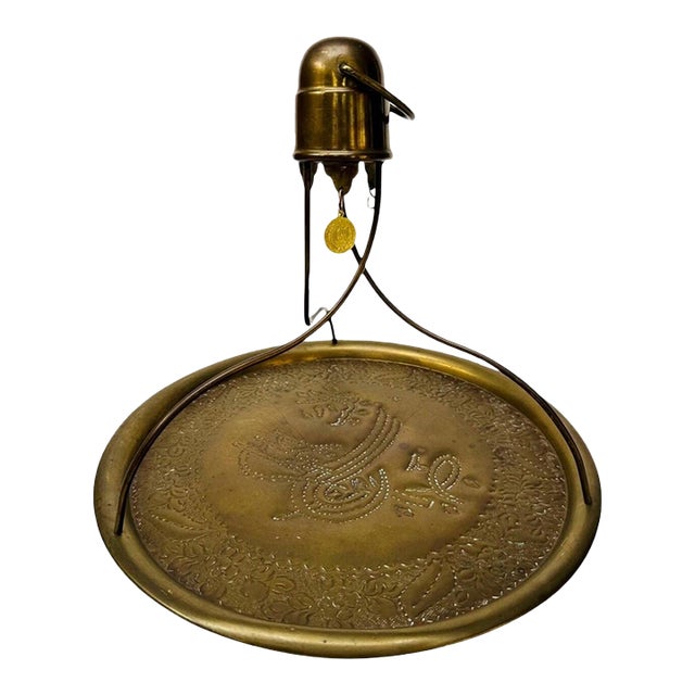 Vintage Brass Turkish Coffee Serving Tray With Carry Handle For Sale