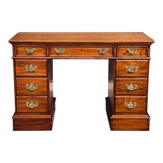 Lexington Furniture Solid Oak Chippendale Style Writing Desk For Sale