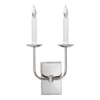 Chapman & Myers for Visual Comfort Signature TT Double Sconce in Polished Nickel For Sale