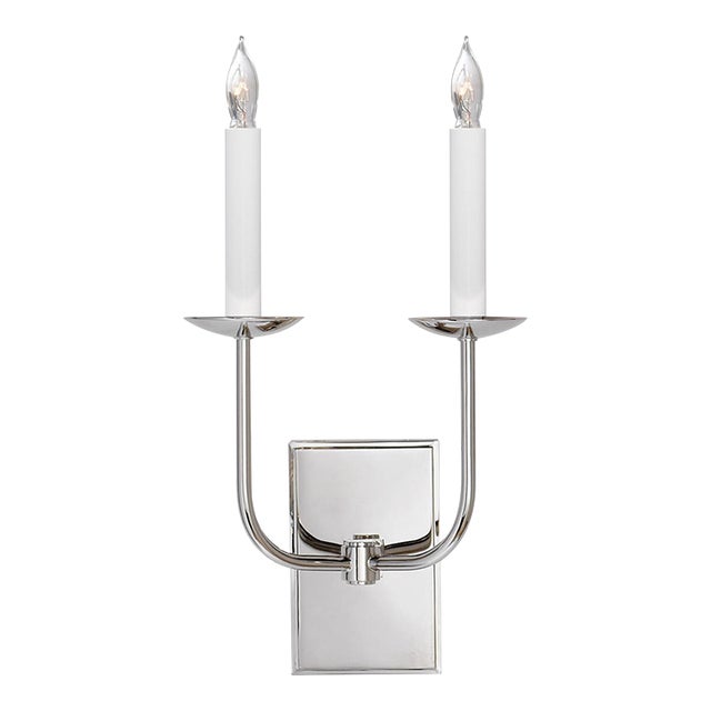 Chapman & Myers for Visual Comfort Signature TT Double Sconce in Polished Nickel For Sale