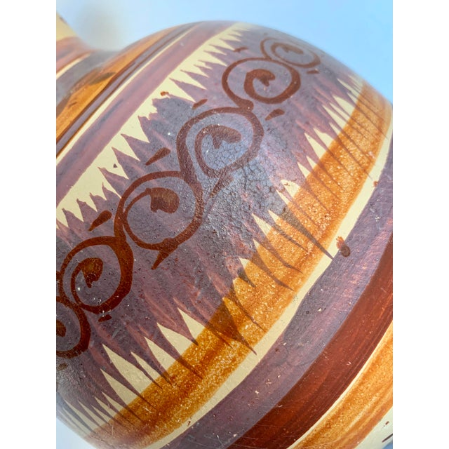 Mexican Vintage Late 20th Century Hand Painted Rustic Mexican Folk Art ‘Hidalgo’ Style Pottery Pitcher/Vase For Sale - Image 3 of 12