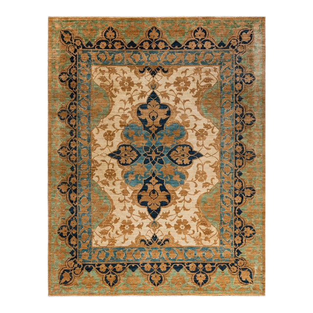 Eclectic, One-of-a-Kind Hand-Knotted Area Rug - Ivory, 8' 3" x 10' 6" For Sale