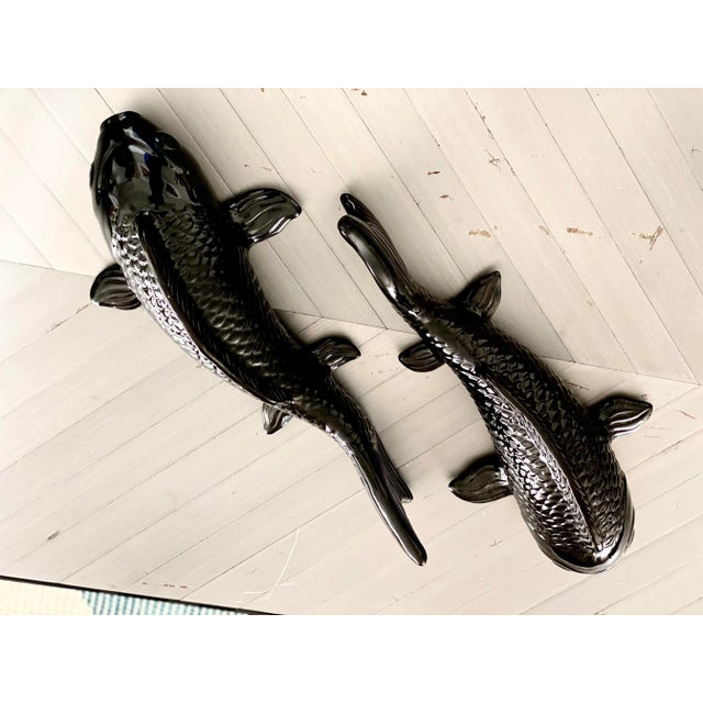 Pair of Contemporary Ceramic Japanese Koi Fish Nestor by Made Goods For Sale - Image 10 of 11