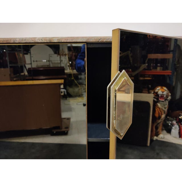 Black Glass Bar in the style of Maison Jansen, 1970s For Sale - Image 9 of 11