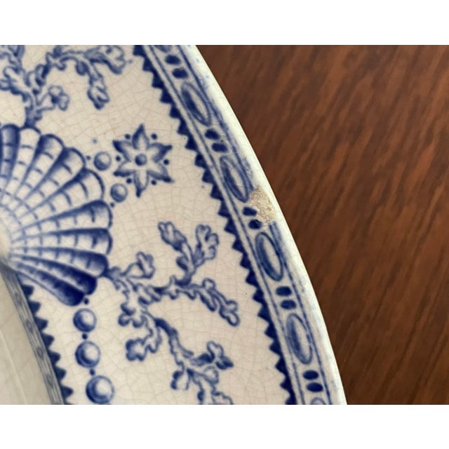 Antique English Blue and White Nantasket Clovelly Shell Platter For Sale In New York - Image 6 of 7