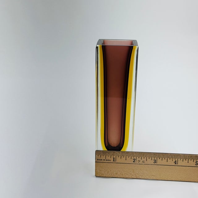 Vintage Murano Glass Vase Vintage Mid-Century Modern Sommerso Glass Square Vase For Sale - Image 12 of 17